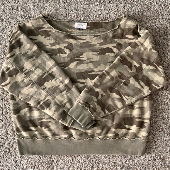 American Eagle Outfitters Tops - American Eagle Outfitters green Camouflage off the shoulder Top